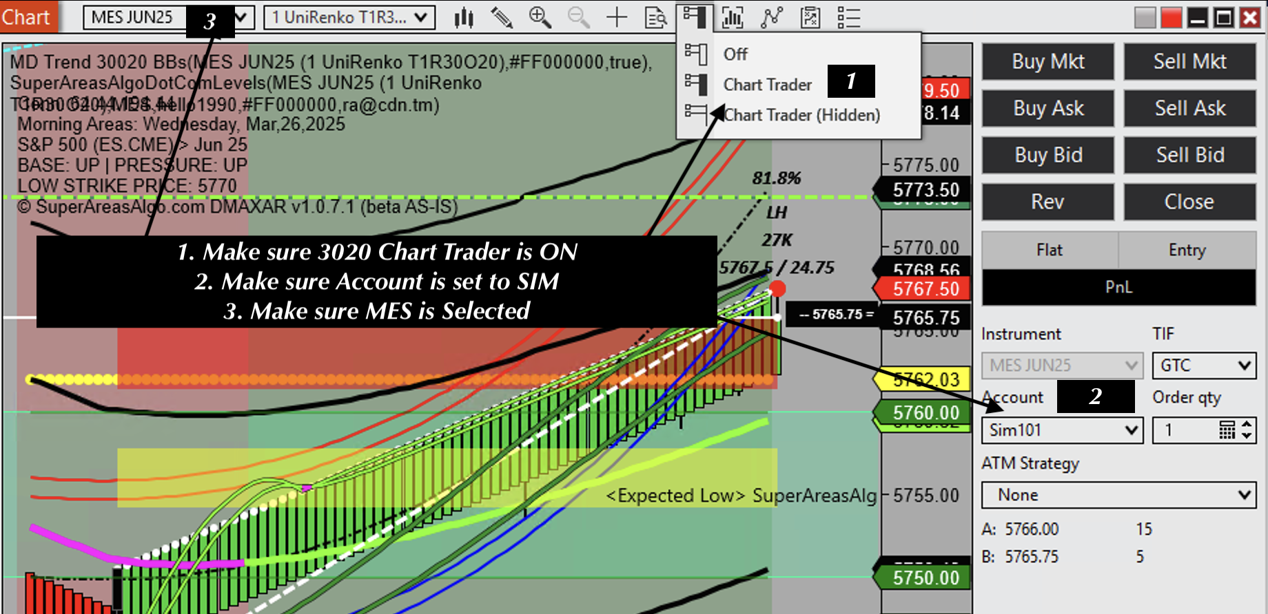 3020 Chart Trader ON